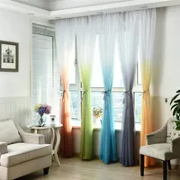 Sheer Tulle Window Curtain for Living Room Kitchen Modern Pattern Voil With Bright Color for Window Decoration minimalist style235l