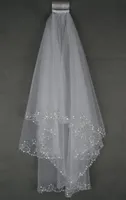Wedding Veils Wedding Bridal Veil 2Layer Handmade Beaded Crescent edge Bridal Accessories Veil White and Ivory color in stock2265499