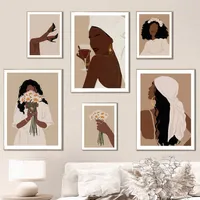 Målningar badflicka abstrakt svart kvinna daisy afrikansk konst canvas målning nordiska affischer och tryck väggbilder för vardagsrumsdekor 221021