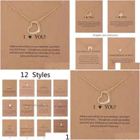Charms 12 Styles Dogeared Choker Neckor Charms With Card Gold Circle Elephant Pearl Love Wings Cross Key Pendant Necklace For Fas Dhuzw