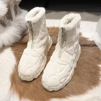Boots 2023 Winter Cashmere Luxury Women Fur Boots Casual Nonslip Ankle Flat Outdoor Party Trend Warm Furry Female Snow Boots 221114