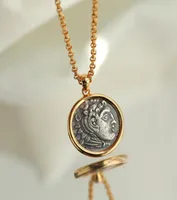 Colares pendentes antigos Hércules gregos 999 Colar de moedas de prata Men e jóias de jóias gravadas