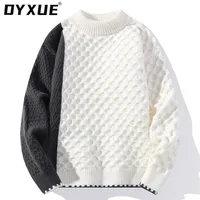 Мужские свитера Dyxue Высококачественный свитер мужской классический биколор Осенний зимний пуловер. Проблема Доброжить теплый наполовину высокий воротник 221115