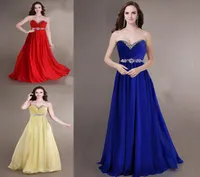 ZJ0011 Straplez Sweetheart Şifon Kraliyet Mavi Sarı Kırmızı Nedime Elbiseler Gelinler Maid Bridemaids Ladies Maxi Plus Boyut 2019 New1610691