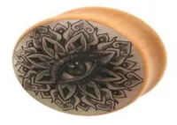 Mandala Eye Logo Wood Ear Gauge Plugs and Tunnels Body Bijoux Stretching Flesh Tunnels 616mm Piercing Ear Expander1981957