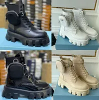 M￤n kvinnliga designers Rois Boots Ankel Martin Boots och Nylon Boot Military Inspired Combat Boots Nylon Bouch f￤st vid fotleden stor storlek med p￥sar nr43