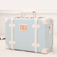 Suitcases Vintage Floral PU Rolling Luggage sets 13&quot;inch Women Cute Trolley Suitcase Travel Bag Carry ons with Universal Wheels 221114
