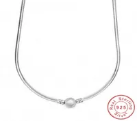 Nowy naszyjnik srebrny kolor prosty węża dopasowanie oryginalnego pandora urok z koralikiem dla kobiet biżuteria DIY4396463