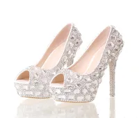 Handmade Silver Diamond Wedding Shoes Wedding Plataformas Plataformas Rhinestone Prom Party Shoes Super High Stonettos Bridal Shoes3082603