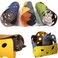 Cat Toys Felt Pom Splicing Tunnel Deformable Kitten Nest Collapsible Tube House Interactive Pet Accessories 221115