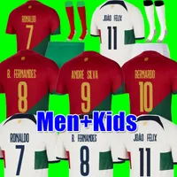 2022 Wereldbeker voetbaltruien Portugees Bruno Fernandes Joao Felix Leao Portuguesa 22 23 Voetbalshirt Bernardo Portugieser Men Uniforms Kids Kit met sokken