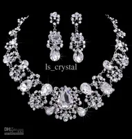 Floral Diamond Wedding Costume Necklace Earring 1Set Crystal Rhinestone Alloy Bridal Frontlet7399097