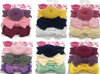 Baby Girls bow lace tiara donut nylon Headbands 3pcs set Turban Knot Bowknot bunny hairbands Infant Kids Elastic headwear2780313