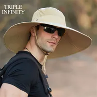 Beretti Cappello da sole estivo per uomo Outdoor velocemente a prova di sole Panama pesca maschio traspirante maschio largo largo secchio di brim 21115