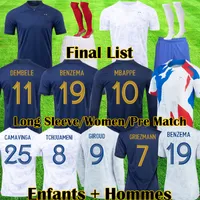 Maillots de Football 2022 Koszulki piłkarskie francuskie benzema fra nces koszulki piłkarskie mbappe griezmann camavinga maillot kit hommes enfants men dzieci 993589