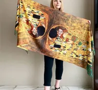Gustav Klimt039 Paint Oil Paint Cashmere Scarf Femmes Spring Der Kuss Print Châle Ladies Automn Wrap Cape Couverture 2205162015858