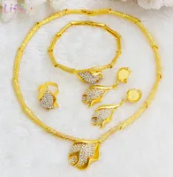 Liffly Nigerian Bridal Jewelry Set Flower Anh￤nger Halskette Set Dubai Goldschmuck Sets f￼r Frauen Afrikanische Hochzeit6285827