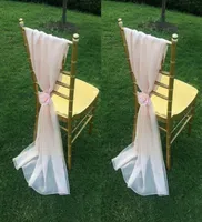 Blush rose mousseline de chaise chaise avec des fleurs longueur de plancher volant créatifs de mariage décorations de chaise couvertures bon marché mariage à la main 7725355