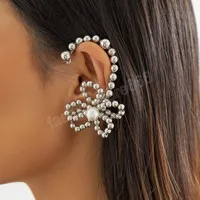 Elegante oreja izquierda Silver Color Bead de pl￡stico sin pendientes de clip penetrantes para mujeres C Earg￡n de oreja Earre