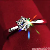 001 Solitaire Claw Set White Sapphire Diamond Diamond Lady 925 Silver Wedding Ring Sz 49 Gift6231787