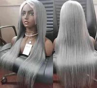 Virgin brazilian colored transparent hd front grey deep wave gray human hair frontal lace wigs for black women4058445