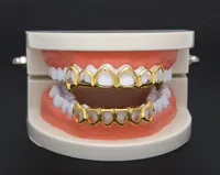 Denti hip hop grillz set dente d'oro argento tappi inferiori del fondo punk griglie dentali per donne uomini gioielli corpore di gioielli party8925901