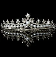 Pageant Full Circle Tiara Clear Austrasal Rhinestons Pearls Kingqueen Crown Wedding Bridal Crown Bridals Birthday Party Party PI6516033