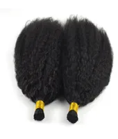 Brazylijskie dziewicze włosy I końcówka ludzkie włosy przedłużenia 1GS 100G Naturalny czarny kolor Kinky Curly Prosty Keratin Stick ITIP 100 HUAM6860151