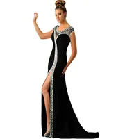 Spistly Sexy Scoop Beading Beading Mermaid Evening Dresses 2021 с боковыми расщепленными стразами длинные платья для вечеринок 3115832