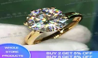 Yanhui tem 18K RGP Pure Solid Yellow Gold Ring Luxury Round Solitaire 8mm 20ct Laboratório Diamante Ringos para mulheres ZSR1695428439
