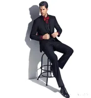 Новый черный Slim Fit Men Suits Business Prom Wear Slim Fit 3 Peect Juppantvest Men Suits Wedding Groom Tuxedos Man Bla3920887