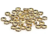 500pcslot metal liga 18K Color de prata dourado Crystal Rhinestone Rondelle Spacer Loose Spacer Para jóias DIY Fazendo 9102841