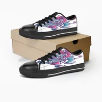 Men dames diy aangepaste schoenen lage top canvas skateboard sneakers triple zwarte aanpassing UV printen sporten sneakers br75