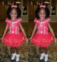 2019 Golden Globe Girl Pageant Dress Dress Cap Bears Beads Crystalls Плантики вечер для девочек, маленькие девочки Red Kids Pro4644368