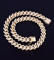14mm Miami Cuban Choker Square Link Men039s Halskette Gold Silber Farbe Eced Cubic Zirkonia Rock Hip Hop Style Juwely3231830