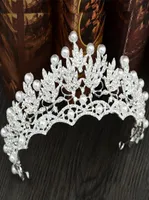 Pearls Diamond Wedding Crowns Headpieles Bridal Tandilas para mujeres Joyas de cristal Tiaras Fiesta entera Quinceanera Cabello de cumpleaños A6112439