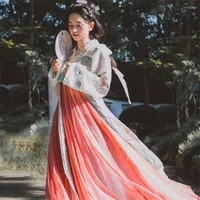 Scena noszona tradycyjna chińska odzież kobiety hanfu bajki starożytny han dynastia księżniczka narodowa festiwal tańca ludowego strój