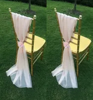 Blush rose mousseline de chaise chaise avec des fleurs longueur de plancher volants décorations de mariage créatives couvertures bon marché mariage à la main 7786321
