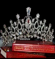 Princess Crown Tiara الزفاف الزفاف الفضي الكريستال راينستون الشعر إكسسوارات رئيس المجوهرات رئيس الملكة كوين ولي العهد الحزب 3631972