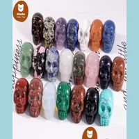 Party Decoration Party Decoration 1 Inch Crystal Quarze Skl Scpture Hand Carved Gemstone Statue Figurine Collectible Healing Reiki H Dhjxn