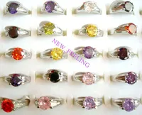 Entero 20pcslot muchos colores hermosos anillos de piedra de circón tamaño mixto para mujer anillos de joyería bajo 7541110