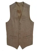Tweed Vintage Rustic Wedding Vest Brown Men Men Summer Winter Slim Fit Groom039S Wear Mens Dress Sets Plus 6XL8347671