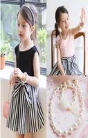 Boutique pearls Necklaces jewelry Girls Necklace pearl laceup Hand catenary 2pcs sets girl fashion accessories C20521712638