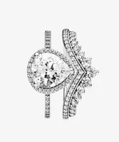 Princess Wish Ring Weardrop Rings Set Top Fashion 925 Sterling Silver Women Wedding Jewelry CZ Diamond Ring Original Box8967594