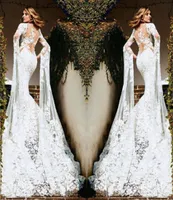Elegante Langarm -Spitzen -Hochzeitskleid -Applikationen Spitzen maßgeschneiderte Meerjungfrau Brautkleider plus Größe Brautkleid Robe de Mariee1931445