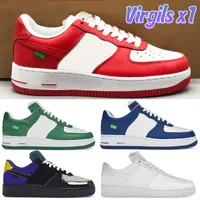 2023 Designer Virgils x 1 mens casual shoes Black Metallic Silver white royal green red canvas logo embossed luxury men sneakers fashion women trainers US 5.5-11