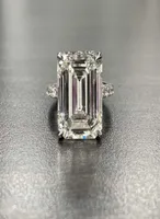 Luxury 100 925 Sterling Sterling Create Emerald Cut 4CT Diamond Wedding Engagement Women Women Rings Fine Jewelry Whole P088840354