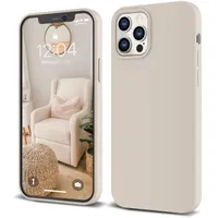 Liquid Silicone Shockproof Phone Case Cover  Light Beige Tan Cream Warm Sand Pearl Cute Drop Protective