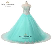 2017 Mint Blue Quinceanera Dresses Ball Gown With Lace Ruffle Sequins Shiny Sweet 16 Prom Pageant Party Gowns QC1266843736