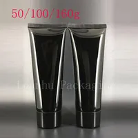 50g 100g 160g Empty Black Soft Squeeze Cosmetic Packaging Refillable Plastic Lotion Cream Tube Screw Lids Bottle Container286I